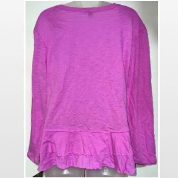 New Falls Creek Top Womens Medium Bright Pink Ruffle Hem Long Sleeve - Picture 7 of 16
